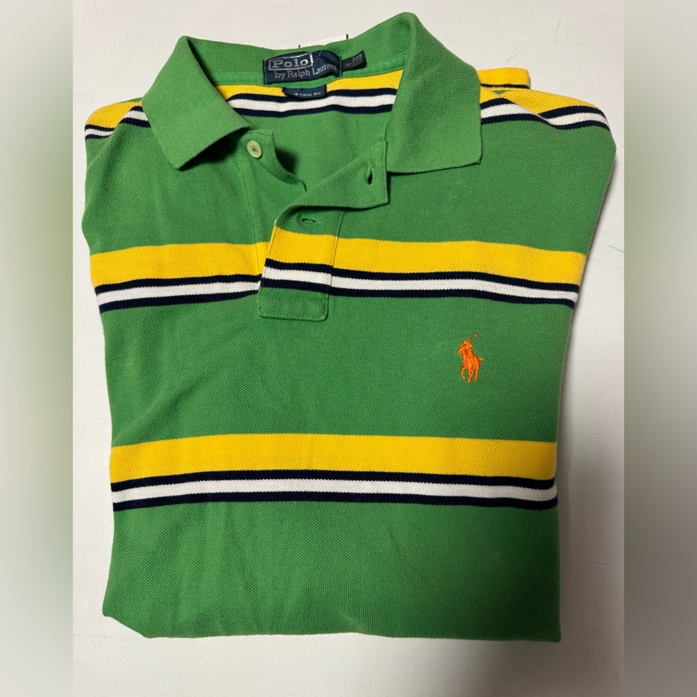 Polo by Ralph Lauren rugby Polo Shirt in Green with Yellow and Black Stripes